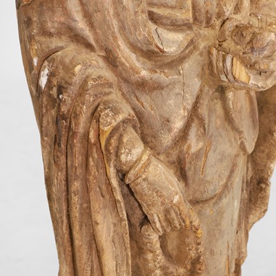 Lot 213 - A carved wooden figure of Guanyin