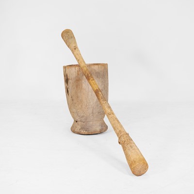 Lot 237 - A large hardwood mortar and pestle