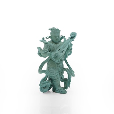 Lot 239 - A Chinese carved turquoise figure