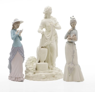 Lot 304 - A Lladro girl reading a book and another of a girl carrying a dog
