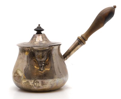 Lot 4 - A George III silver brandy warming pan and cover