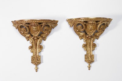 Lot 483 - A pair of Louis XVI-style giltwood wall brackets