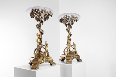 Lot 302 - A pair of Victorian silver-gilt and glass centrepieces