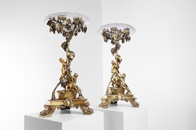 Lot 302 - A pair of Victorian silver-gilt and glass centrepieces