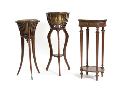 Lot 419 - Two similar Edwardian mahogany inlaid jardinières