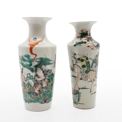 Lot 251 - Two Chinese famille verte vases