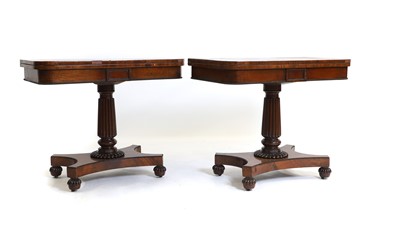Lot 415 - A pair of William IV mahogany card tables