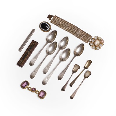 Lot 344 - A small collection of antique silver and gilt metal items