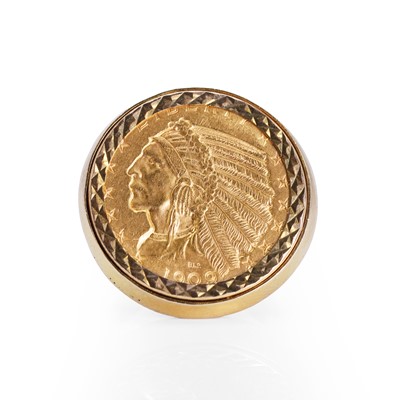 Lot 388 - A five dollar coin ring