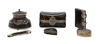 Lot 397 - A group of tortoiseshell and silver mounted items