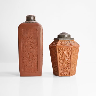 Lot 21 - Two Chinese Yixing stoneware tea caddies