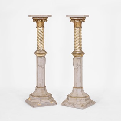 Lot 73 - A pair of parcel-gilt pedestals
