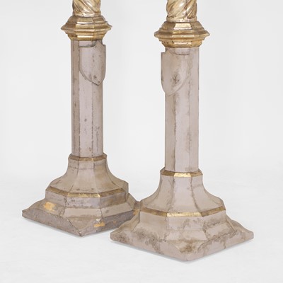 Lot 73 - A pair of parcel-gilt pedestals