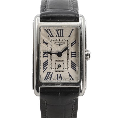 Lot 387 - A stainless steel Longines DolceVita quartz strap watch