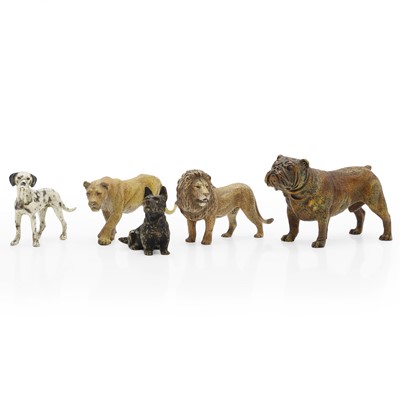 Lot 390 - A group of Austrian cold painted bronze animals