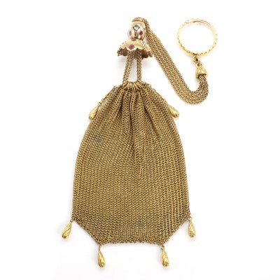 Lot 53 - A ruby and diamond set gold evening purse, c.1900