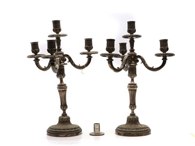 Lot 53 - A pair of silver-plated candelabra