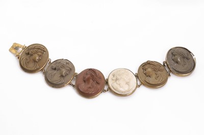 Lot 29 - A Victorian lava cameo specimen bracelet
