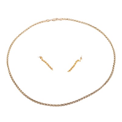 Lot 217 - A 9ct gold chain and a pair of drop earrings