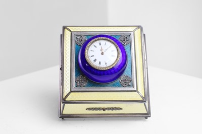 Lot 295 - A silver-gilt and enamel timepiece box