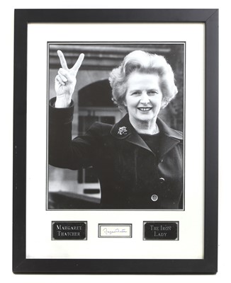 Lot 484 - A framed Margaret Thatcher signature and photograph