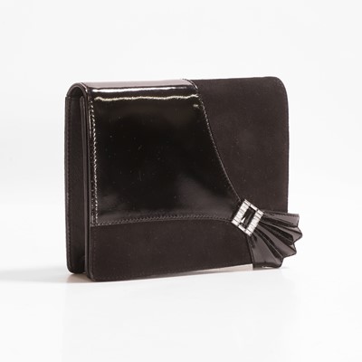 Lot 477 - A Gucci vintage black suede and leather evening bag