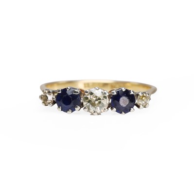 Lot 112 - A sapphire and diamond five stone ring