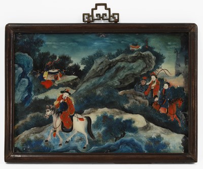 Lot 593 - A Chinese reverse glass painting