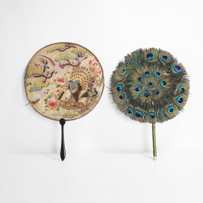 Lot 601 - A Chinese embroidered fan
