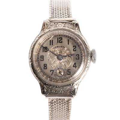 Lot 343 - A ladies' white gold mechanical wristwatch, by Gruen