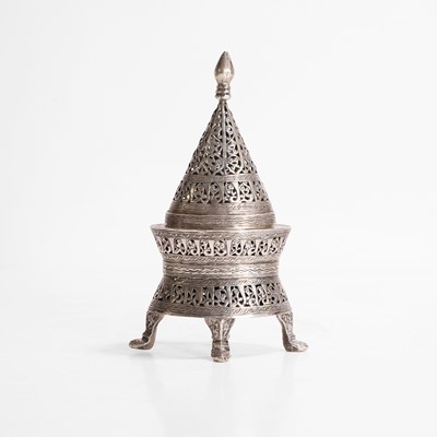 Lot 435 - A Persian white-metal container and cover