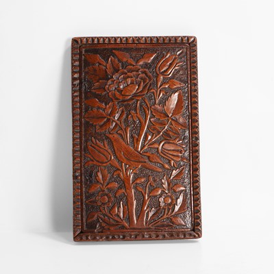 Lot 469 - A Persian carved fruitwood mirror case