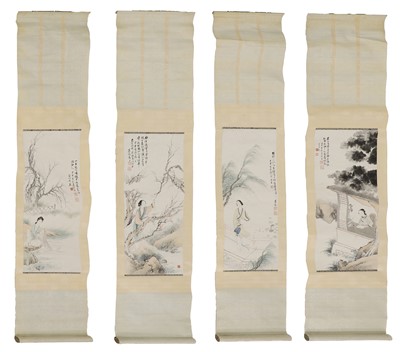 Lot 384 - A set of four Chinese hanging scrolls