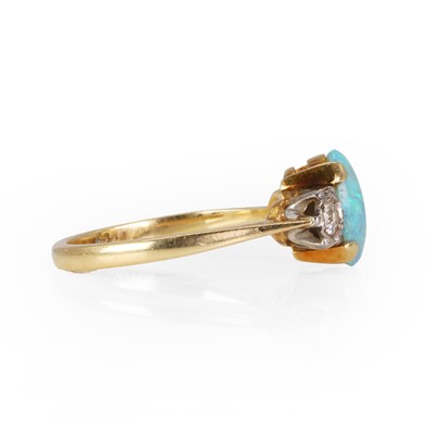 Lot 53 - An opal and diamond three stone ring