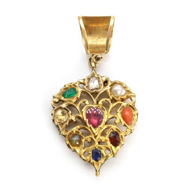 Lot 304 - A vari-coloured gemstone Navratna pendant