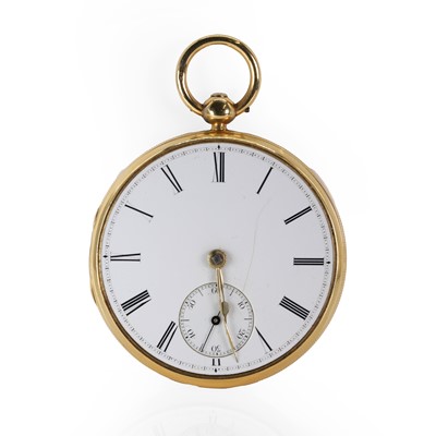Lot 408 - An 18ct gold key wind open faced pocket watch
