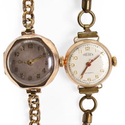 Lot 436 - Two 9ct gold mechanical bracelet watches