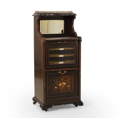 Lot 415A - A Victorian inlaid and penwork coromandel music cabinet