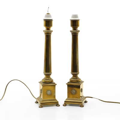 Lot 508 - A pair of brass table lamps