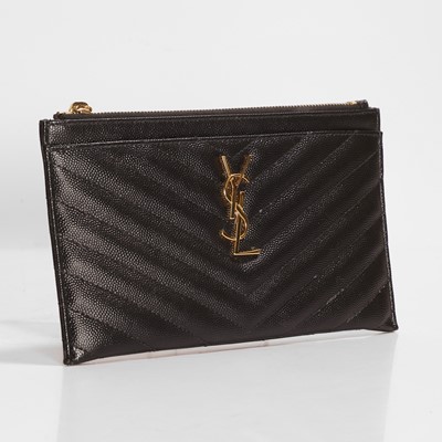 Lot 471 - A Yves Saint Lauren black leather clutch