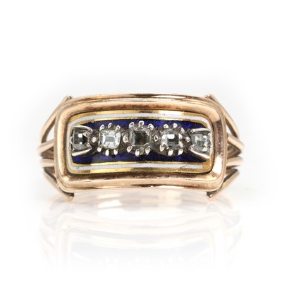 Lot 6 - A Georgian diamond and enamel five stone ring