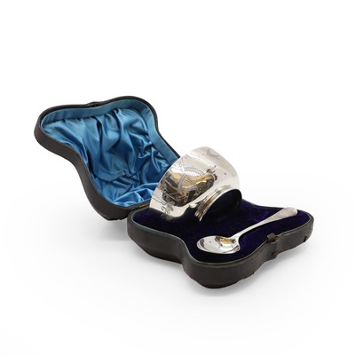 Lot 2 - A cased Victorian silver bowl and spoon