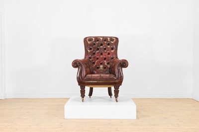 Lot 119 - A William IV mahogany and leather library armchair