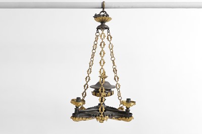 Lot 60 - An Empire-style gilt and patinated bronze colza chandelier