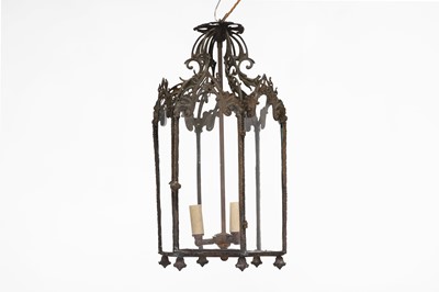 Lot 27 - A pierced metal hall lantern