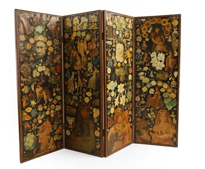 Lot 367 - A four-fold scrap screen