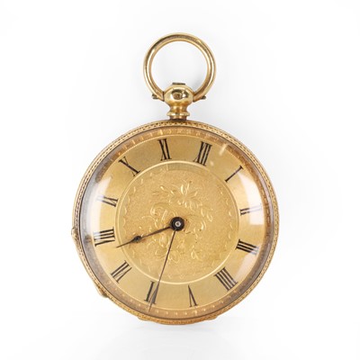 Lot 404 - A gold fob watch