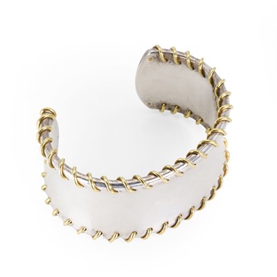 Lot 168 - A silver and gold Whipstitch cuff bangle, by Tiffany & Co.