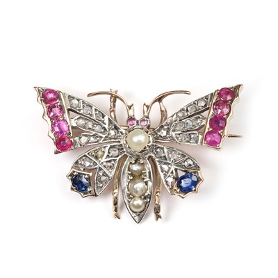 Lot 49 - A Victorian gemstone set butterfly brooch