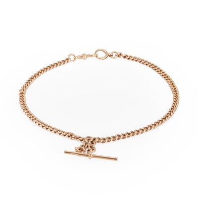 Lot 392 - A 9ct rose gold Albert chain